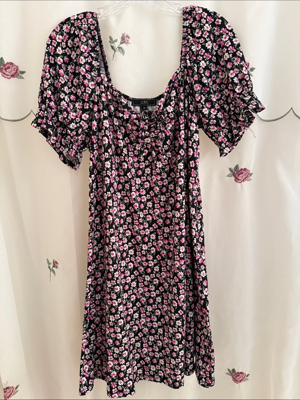 Vibe Black Dress with Pink Floral Sundress